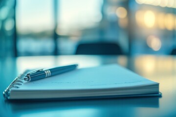 Open Notebook and Pen on a Desk