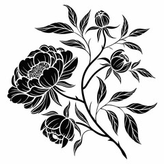 Blooming peony flower silhouette vector illustration  © Sumondesigner_42