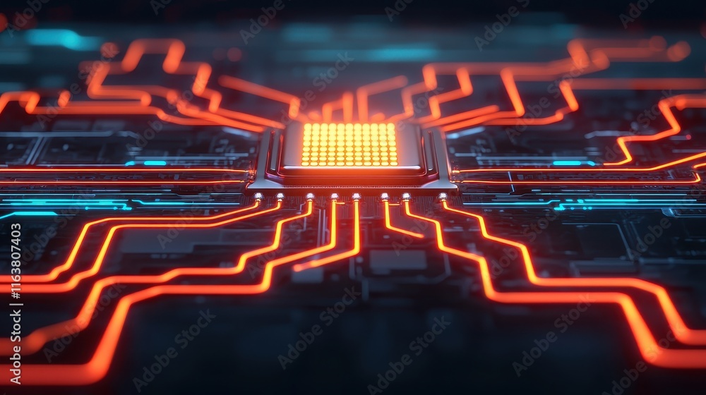 Aufkleber futuristic circuit board with glowing connections and processor design