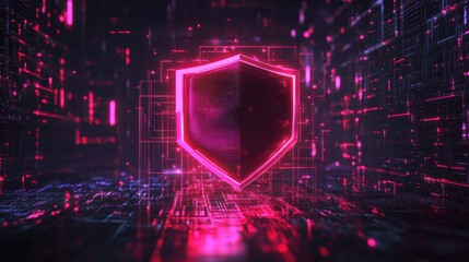 Neon Shield in Cyber Space Concept Image