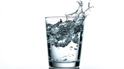 High-Resolution Water Splash in Clear Glass
