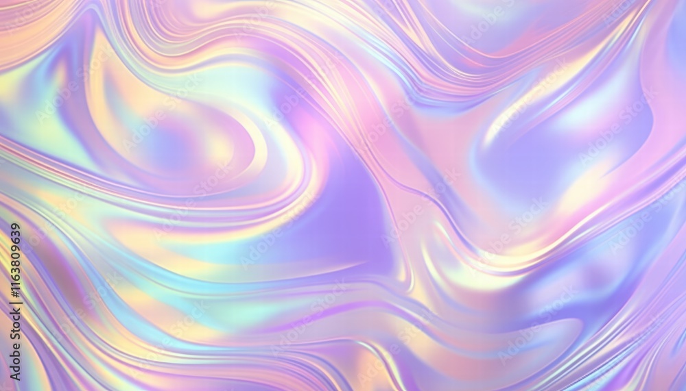 Aufkleber iridescent abstract background with trendy seamless swirls and smooth flowing patterns in pastel col