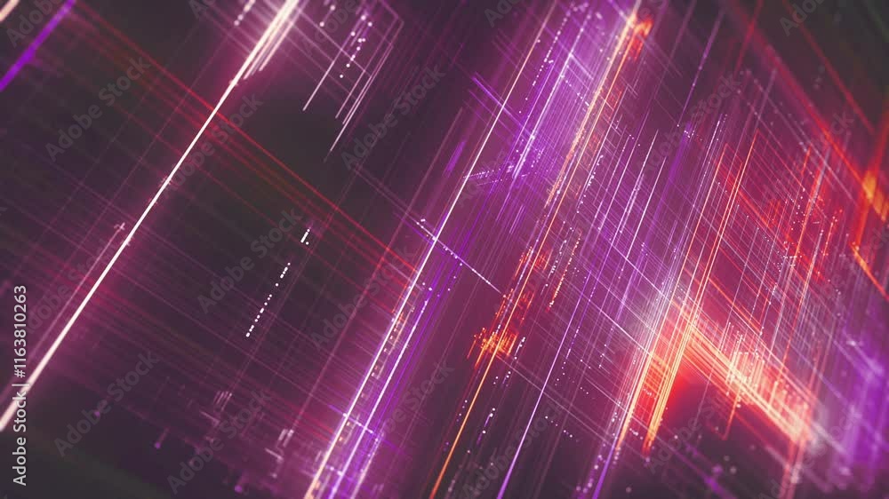 Poster advanced 3d technology digital neon grid/ animation of an abstract colored technology background wit