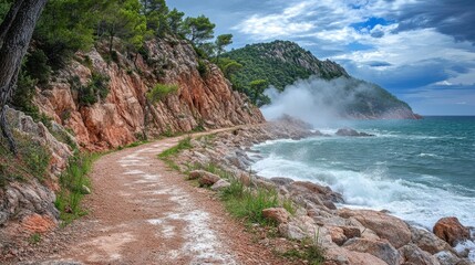 Mountain Road Along Pristine Coastal Ocean View