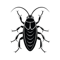 Cockroach (Blattodea) insect silhouette design, labeled linocut vector illustration.