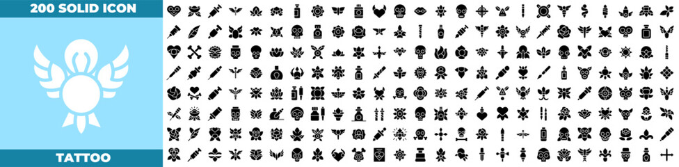 Tattoo Solid Editable Icons set