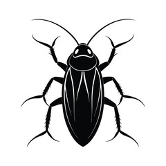 Cockroach (Blattodea) insect silhouette design, labeled linocut vector illustration.