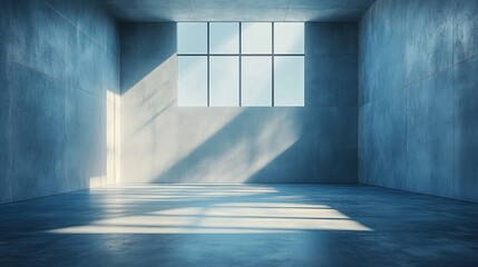 Obraz premium Sunlit empty concrete room interior.