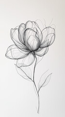 Obraz premium hand drawn flower, line drawing of a flower on white background, abstract floral background
