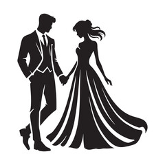  silhouette of a loving couple on a white background.