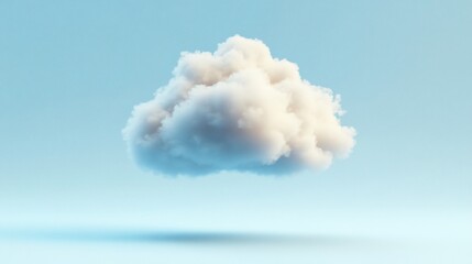 A fluffy cloud floating in a blue sky, evoking tranquility.