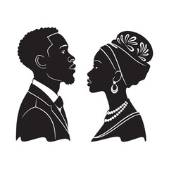 Romantic silhouette of loving couple.