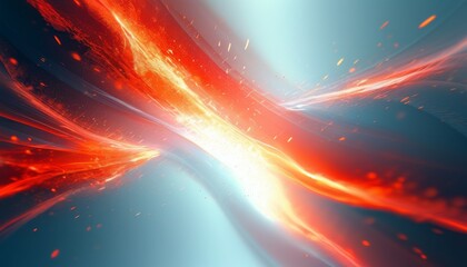Obraz premium Fiery Abstract Artwork with Luminous Red and Orange Highlights Against Cool Background
