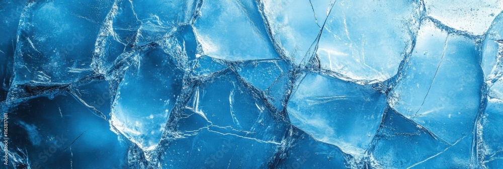 Poster abstract ice background featuring shattered blue ice cubes with intricate patterns and textures for 
