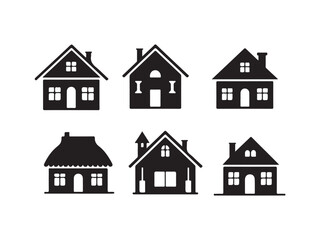 Fototapeta premium house icon set vector silhouetee on white background.