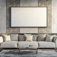 Modern Living Room Mockup Frame Urban Apartment Interior Design Minimalist Cozy Environment Stylish Viewpoint