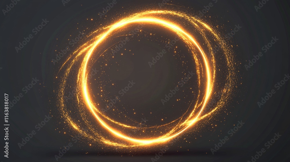 Poster white round light effect on gray background. vector realistic illustration of abstract glowing frame