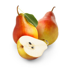 Tasty fresh ripe pears isolated on white