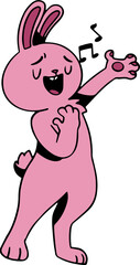 Friendly Pink Bunny Cartoon Illustration, Rabbit Mascot Cartoon Character Vector