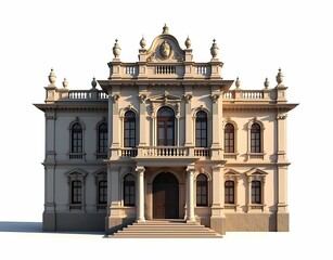 Fototapeta premium illustration of classic hospital building architectural design from 1700s isolated on white background. Generate AI