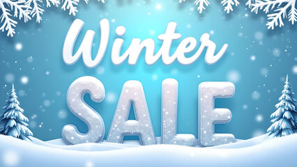Winter Sale Banner with Snow Covered Text. Festive Holiday Promotion.