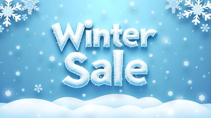 Winter Sale Banner with Snowflakes.  Holiday Promotion.