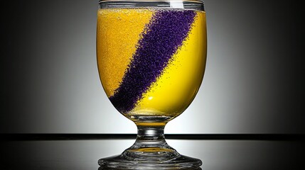 Abstract Yellow and Purple Liquid in Glass, Artistic Beverage Photography