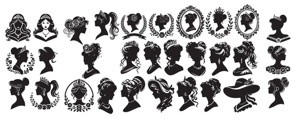 cameo, all different style silhouette vector illustration design black and white