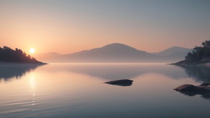 Naklejka premium sunrise over the lake