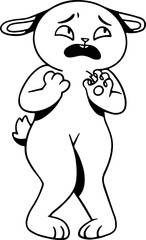 Line Art Illustration of Worried Rabbit, Bunny Character for Coloring Page