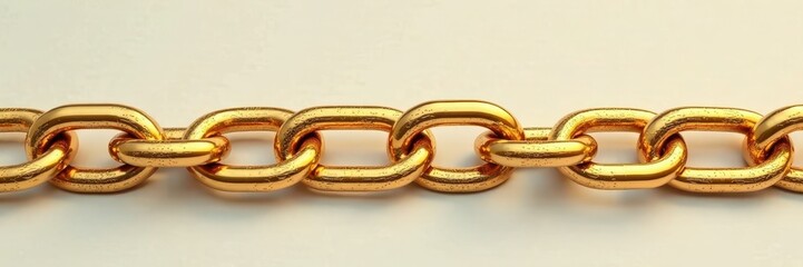 Golden chain with intricate details isolated on a plain background, solo, decorative