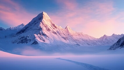 Majestic Snow-Covered Mountains at Dawn