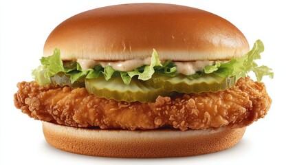 Crispy Chicken Sandwich with Pickles and Lettuce