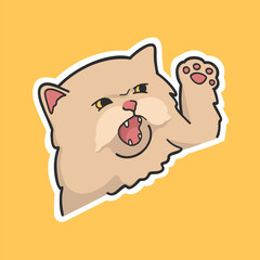Angry Persian Cat Meme Sticker Vector Cute Illustration