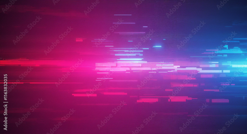 Poster abstract colorful glitch background in 80s and 90s style with colorful neon noise . generative ai