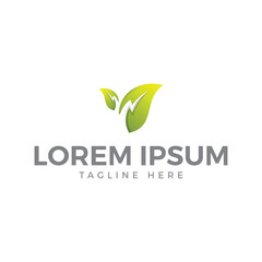Eco-Friendly Energy Logo with Green Leaves and Lightning Design