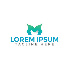 Modern, Gradient Teal M Logo Design Template