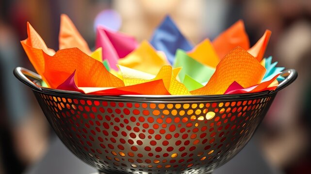 Colorful Paper Peneira,  Artistic Still Life,  Vibrant Texture,  High Resolution Image