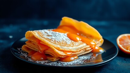 Crepes Suzette,  Delicious Orange Sauce Pancakes,  Gourmet Dessert,  Food Photography