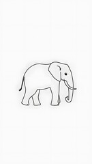 Fototapeta premium Minimalist Elephant Outline on Grey Background - Vertical Phone Wallpaper Background