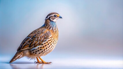 Obraz premium Japanese Quail in Studio Setting with Copy Space for Creative Use, Perfect for Nature Lovers and Bird Enthusiasts, Showcasing the Beauty and Details of This Unique Bird Species