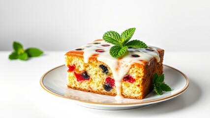 Delicious Fruit Cake with Creamy Glaze - Mosaic Art