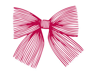 
Striped bow knot illustration isolated on white background. Hand drawn vector artwork for decoration and print. 