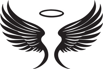 black and white angel wings silhouette design