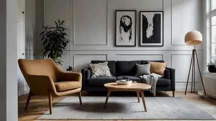 Fototapeta premium interior home design scandinavian modern style