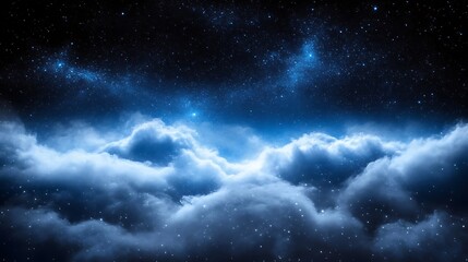 Night Sky Clouds and Distant Stars Shining Brightly