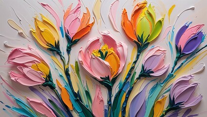 Close-up of Abstract Rough and Multicolored Textures, Featuring Bold, Dynamic Strokes and Intricate Patterns, Creating a Striking Visual Contrast Full of Depth and Artistic Energy