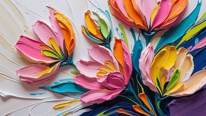 Close-up of Abstract Rough and Multicolored Textures, Featuring Bold, Dynamic Strokes and Intricate Patterns, Creating a Striking Visual Contrast Full of Depth and Artistic Energy