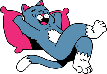 Cute Cat Cartoon Character, Cat Mascot Retro Style Illustration