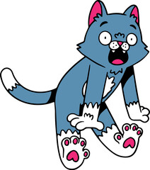 Cute Cat Cartoon Character, Cat Mascot Retro Style Illustration